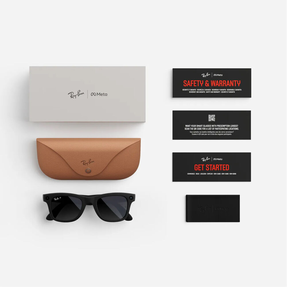 Meta Ray-Ban Wayfarer Glasses with Polarization (Matte Black, Standard) Meta Ray-Ban Wayfarer Glasses with Polarization (Matte Black, Standard)